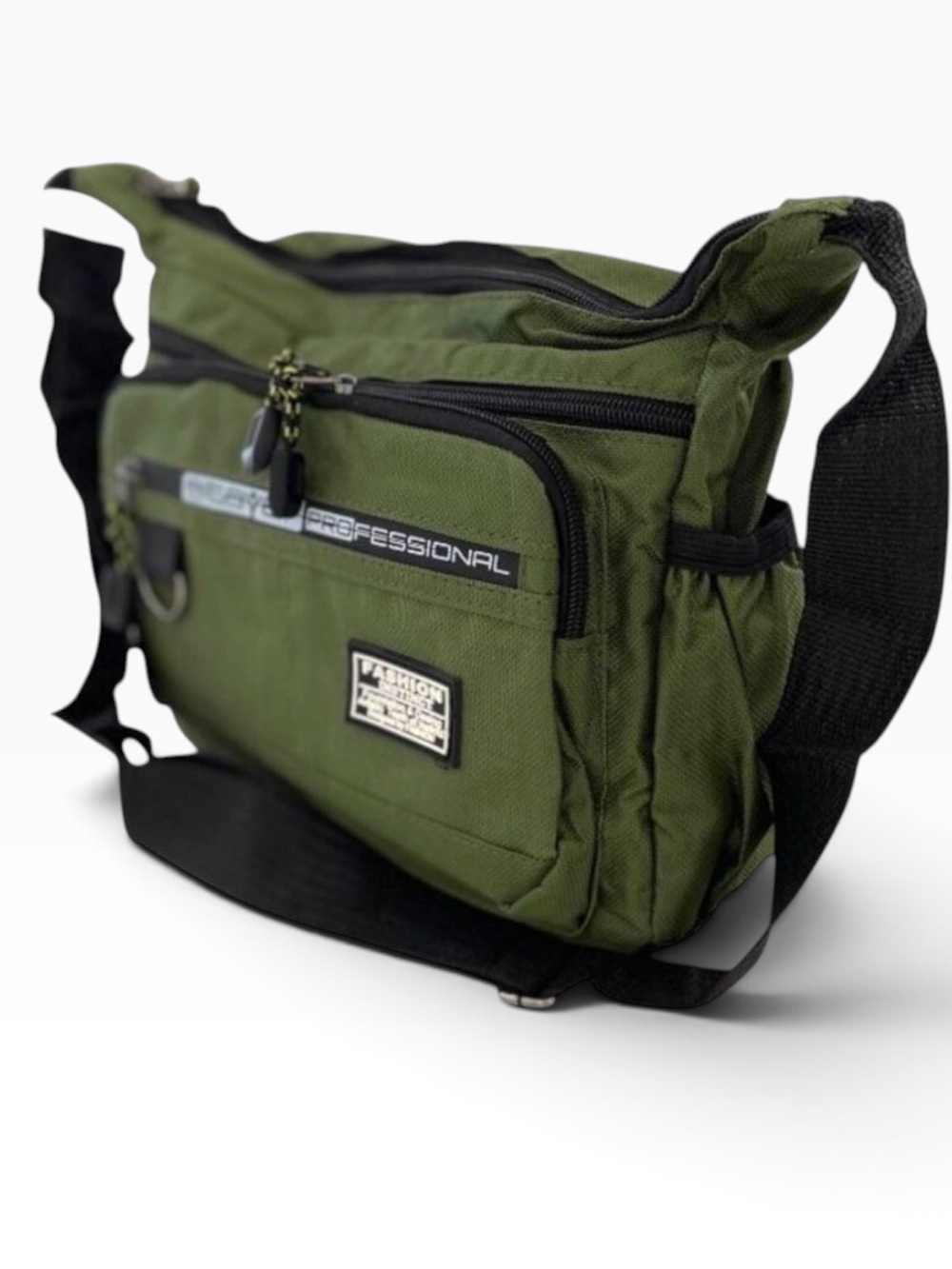 Stay Professional Green Shoulder Bag With Adjustable Strap & Multiple Zipper Com